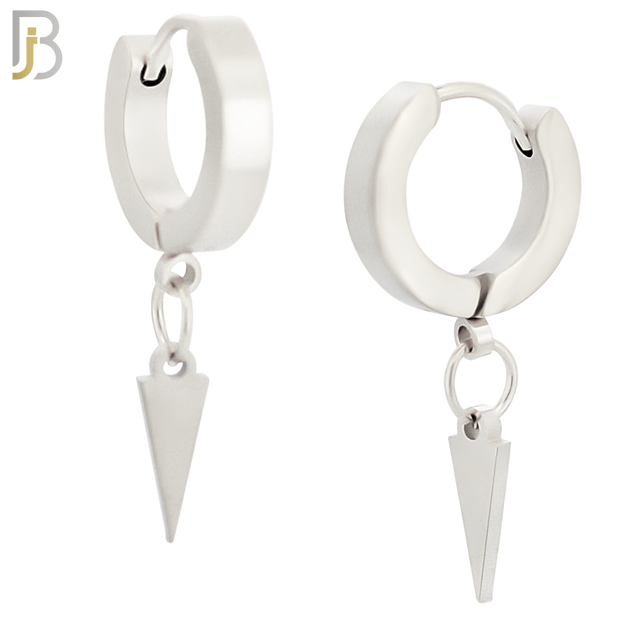 ES101 - 316L Stainless Steel Dangling  Triangle Huggies Clip On image 1