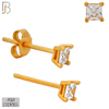 925-ES72-RC - .925 Sterling Silver Rose Gold Plated Earring Stud Casting Square Princess Cut Prong Setting Clear Zircon image 2