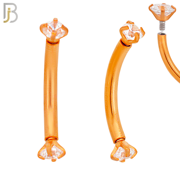 EC04RC - 316L Surgical Steel Rose Gold Plated Curved Prong Setting Zircon Internally Threaded (PACK OF 6) image