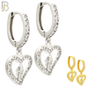 ES494 - 316L Stainless Steel Dangling Virgin Mary in Heart Huggies Earrings image 0