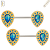 NP11 - 316L Surgical Steel Screw Teardrop Opal with Oval Enamel Nipple Ring Piercing image