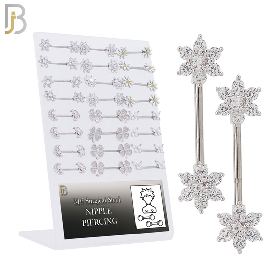 PK-NP08 - 316 Surgical Steel Nipple Rings with Mixed Designs Pack of 24 image 0