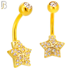 NB120 - 316L Surgical Steel CZ studded Star Belly Ring image 2