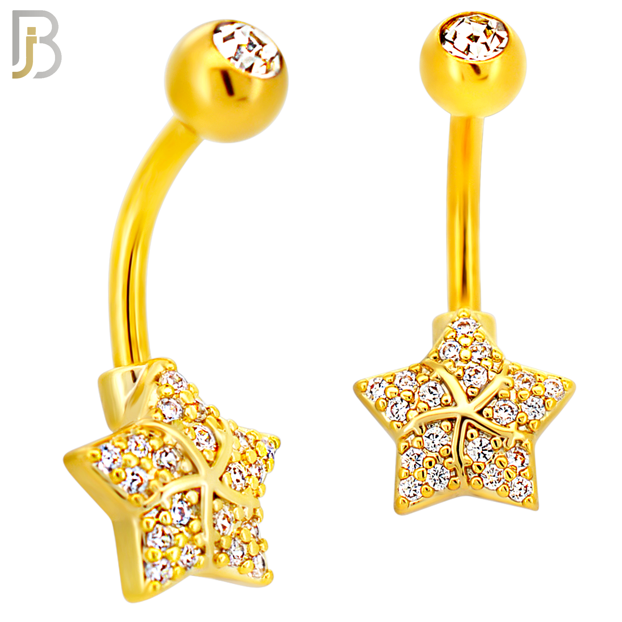 NB120 - 316L Surgical Steel CZ studded Star Belly Ring image 2