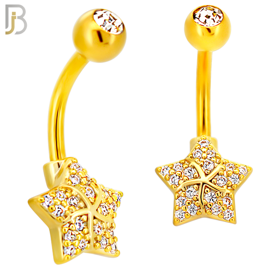 NB120 - 316L Surgical Steel CZ studded Star Belly Ring image 2