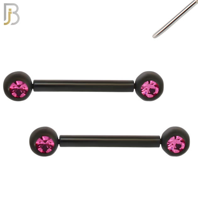 NP16K - 316L Surgical Steel Black Plated Push In Round Bezel Zircon Nipple Ring Piercing image 4