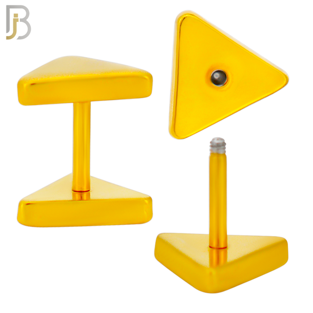 FP38 - Steel Triangle Design Fake Plug (Pack of 3 Pairs) - Gold Plated image