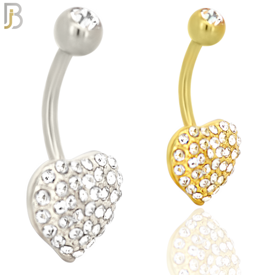 NB17 - 316L Stainless Steel Heart  Zircon  Banana Belly Navel Ring image 0