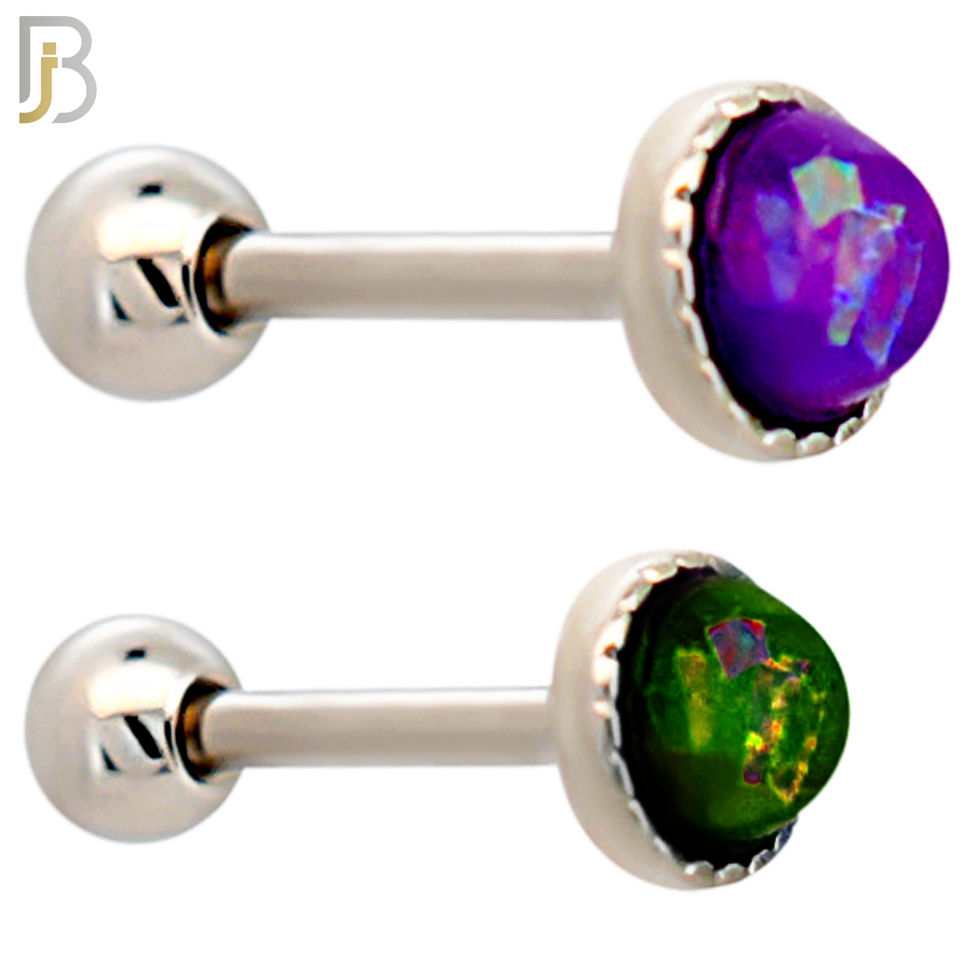 TB121 - 316L Stainless Steel Opal Crown Bezel Tragus/Cartilage Barbell (Pack of 6) image 0