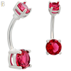 NB04S- 316L Stainless Steel Round Prong Setting Zircon  Banana Belly Navel Ring  (PACK OF 6) image 2