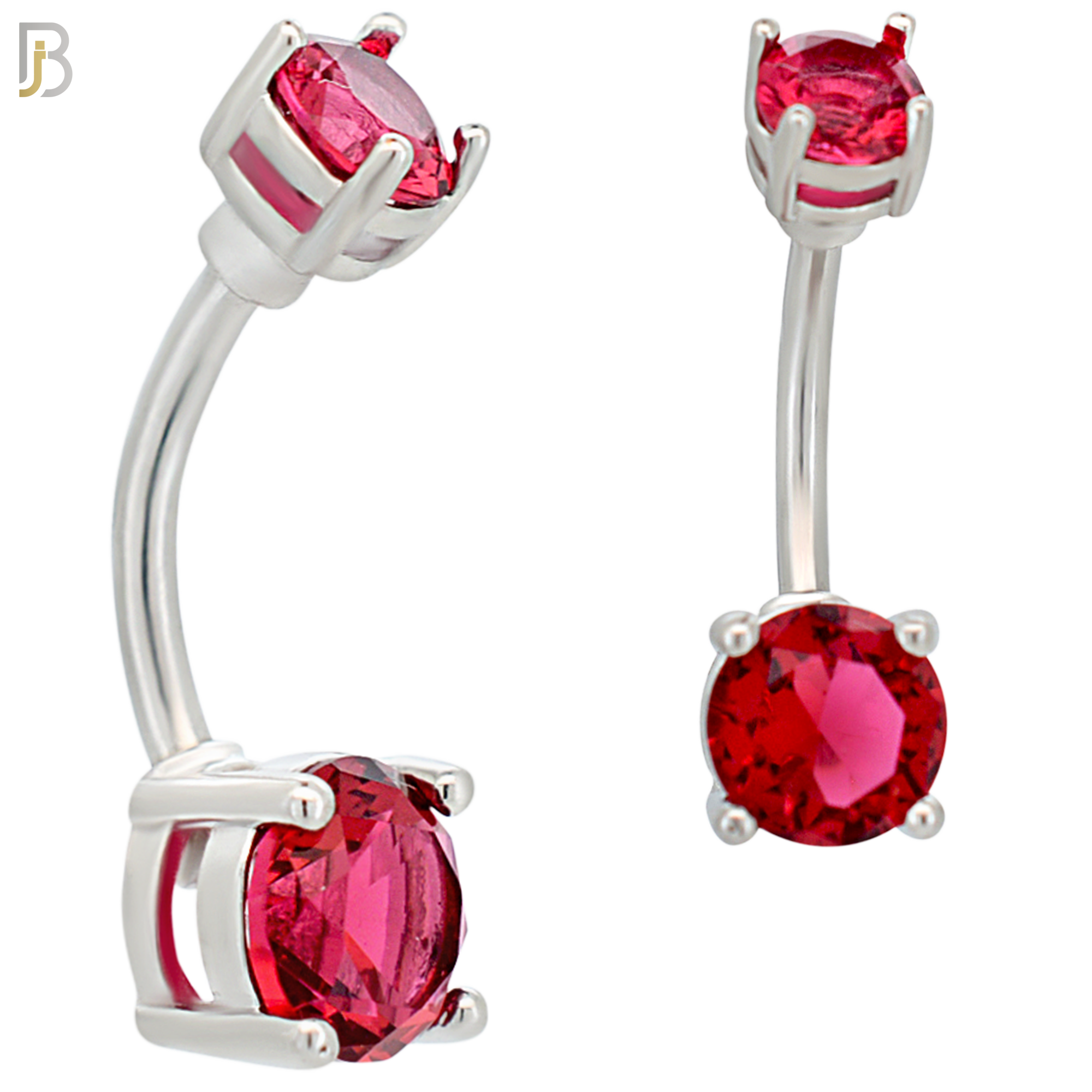 NB04S- 316L Stainless Steel Round Prong Setting Zircon  Banana Belly Navel Ring  (PACK OF 6) image 2