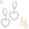 ES100 - 316L Stainless Steel Dangling Heart Hollow with Zircon Huggies Clip On image 0