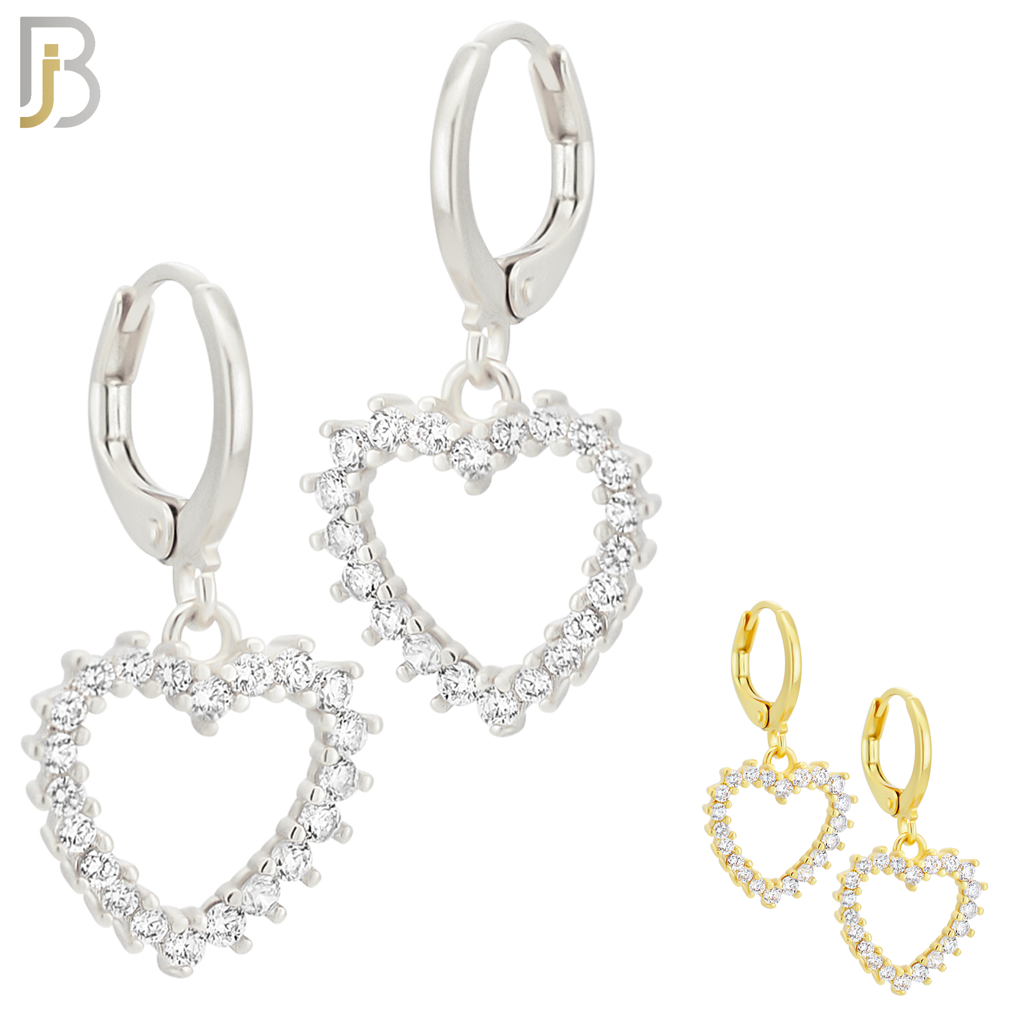 ES100 - 316L Stainless Steel Dangling Heart Hollow with Zircon Huggies Clip On image 0