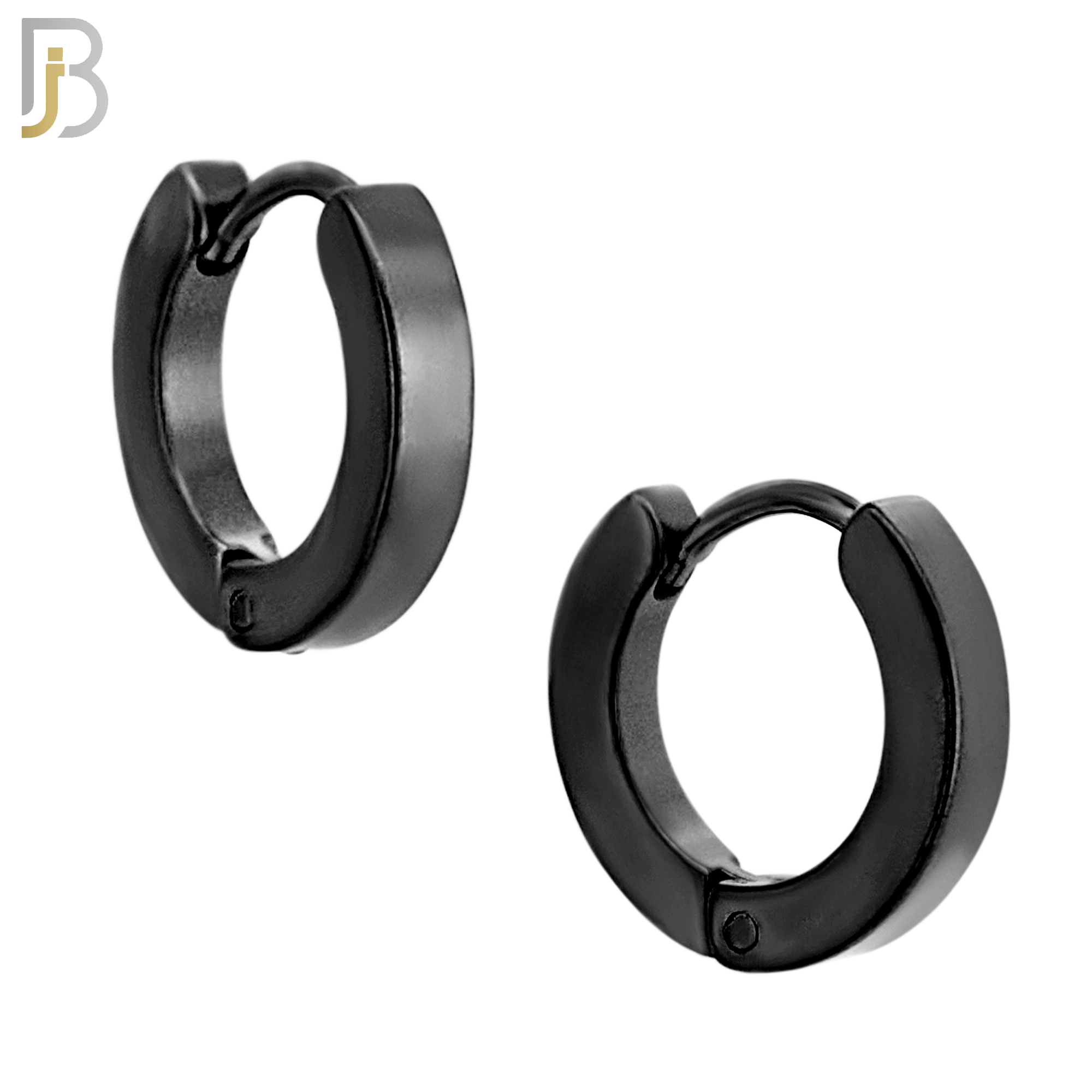 ES85K - 316L Stainless Steel Black Plated Plain Design Huggies Clip On image 2