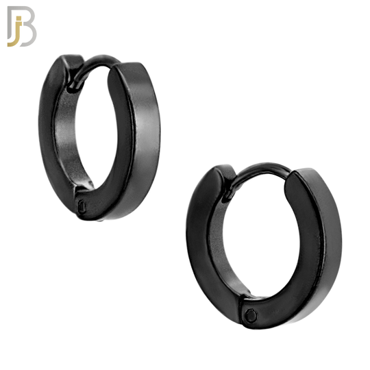 ES85K - 316L Stainless Steel Black Plated Plain Design Huggies Clip On image 2