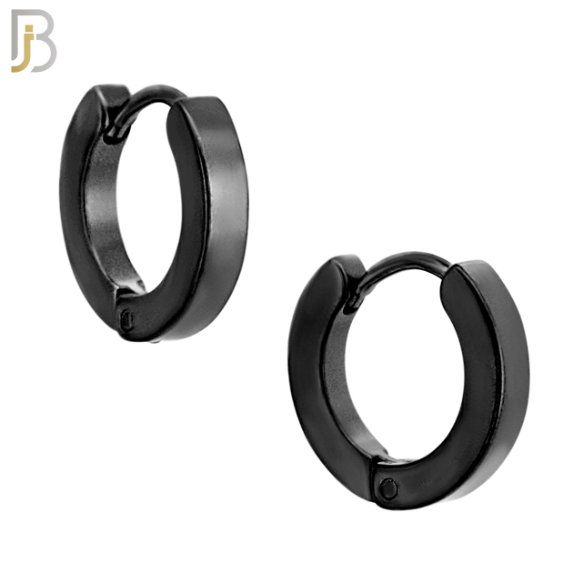 ES85K - 316L Stainless Steel Black Plated Plain Design Huggies Clip On image 2