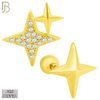 925-ES370 - Screw Ball Back - .925 Sterling Silver Four Point Star Mismatched Stud Earrings image 2