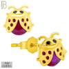 925-ES198 - Push Back - .925 Sterling Silver Lady Bug Design Earring Stud with Fuchsia Zircon image 2