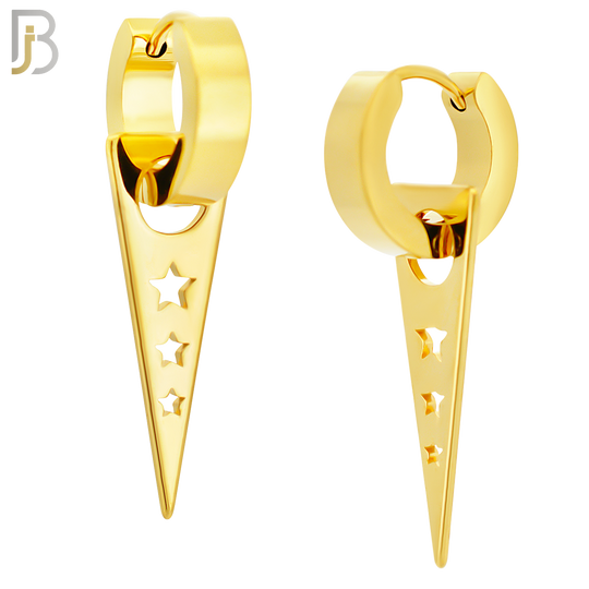 ES301 - 316L Stainless Steel Dangling Triangle with Hollow Stars Design Huggies image 1