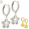 ES499 - 316L Stainless Steel Dangling Five Leaf Clover Virgin Mary Huggies Earrings image 0