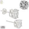 925-ES71-SC - .925 Sterling Silver Rhodium Plated Earring Stud Casting Round Prong Setting Clear Zircon image 7