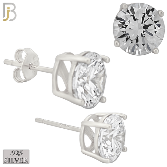 925-ES71-SC - .925 Sterling Silver Rhodium Plated Earring Stud Casting Round Prong Setting Clear Zircon image 7