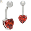 NB64 - 316L Stainless Steel Banana Belly Ring with Prong Set 8mm Heart Shaped Cubic Zirconia image 1