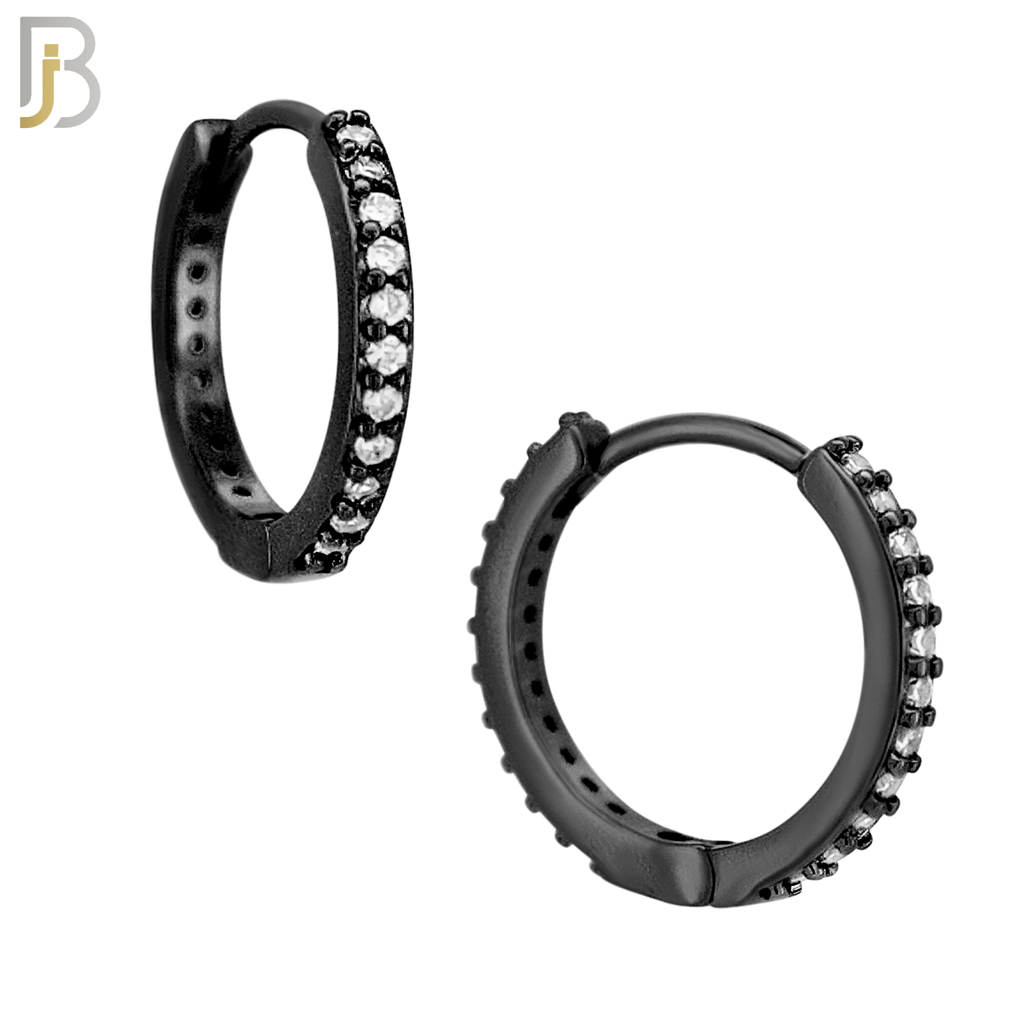 ES02K - 316L Stainless Steel Black Plated Prong Setting Zircon with 2mm Front Thickness Huggies image 4