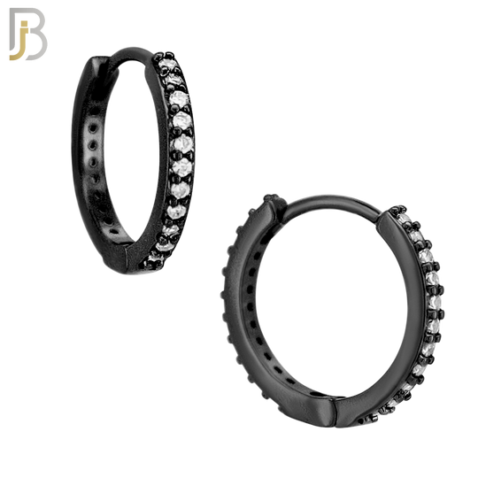 ES02K - 316L Stainless Steel Black Plated Prong Setting Zircon with 2mm Front Thickness Huggies image 4