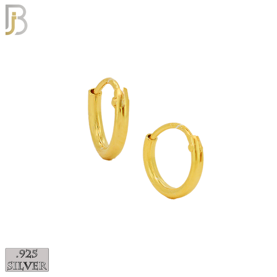 925-ES310G - .925 Sterling Silver in Gold Plating Plain Hoop Earrings - 8mm image