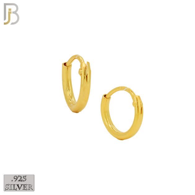 925-ES310G - .925 Sterling Silver in Gold Plating Plain Hoop Earrings - 8mm image
