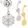 N017- 316L Stainless Steel Dangling Snowflakes Zircon Design Belly Ring with 5mm Screw Ball image 0