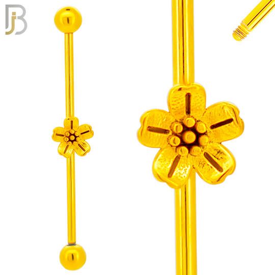 BB72 - 316L Surgical Steel Screw Bar with Flower Design  Barbell Industrial (PACK OF 4) image 2