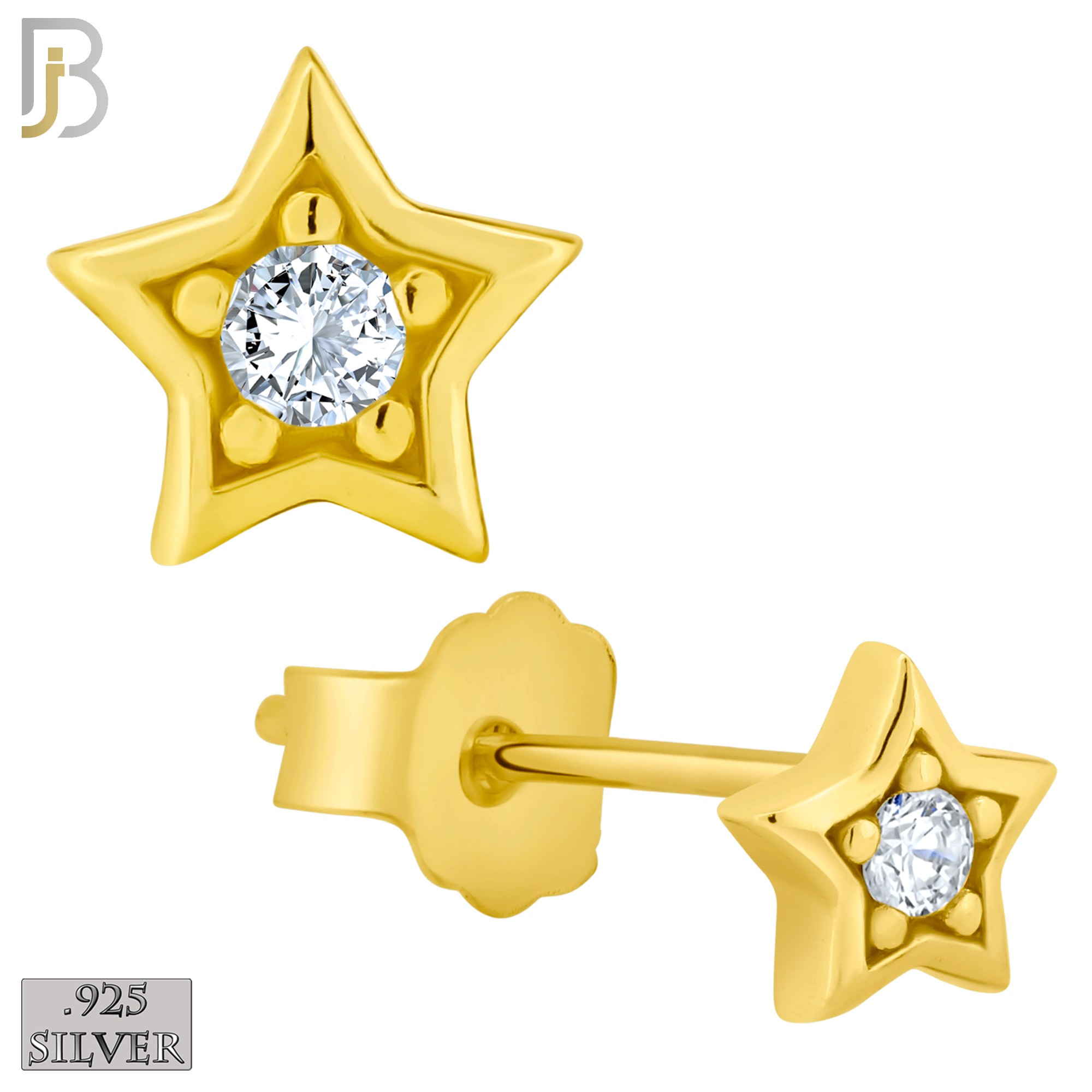 925-ES81 - .925 Sterling Silver Star Design with Zircon Design Earring Stud image 2