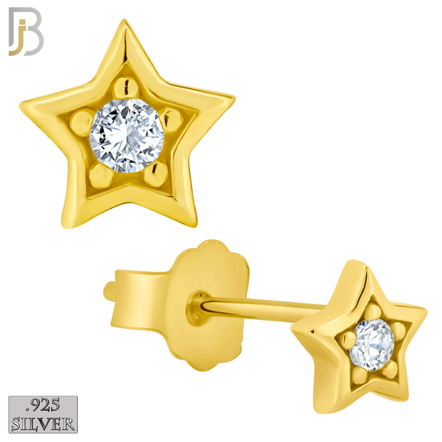 925-ES81 - .925 Sterling Silver Star Design with Zircon Design Earring Stud image 2