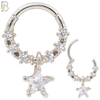 PK-CT106 - 316 Surgical Steel Hinged Nose Hoops with Mixed Dangling Designs - Pack of 30 image 1