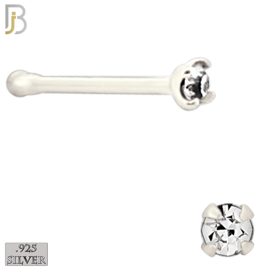 925-PK-NR01S-3C - Mixed of 1.5mm, 1.8mm, 2mm Clear CZ 22g Thickness  925 Sterling Silver Nose Bones, Prong Set Packages Pack of 120 image 2