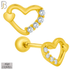 925-ES207 - Screw Ball Back - .925 Sterling Silver Heart Design Earring Stud with Clear Zircon image 2