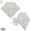 925-ES230 – .925 Sterling Silver Diamond Shaped Design Earring Stud with Zircon image 1