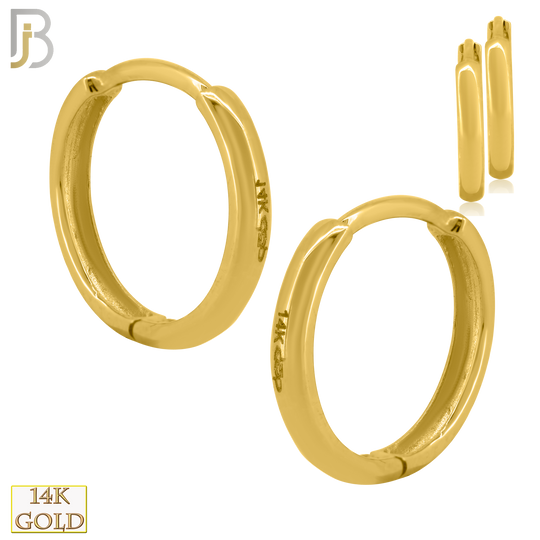 14-ES63Y - 14k Solid Gold Flat Thick Hoops Earrings image 2