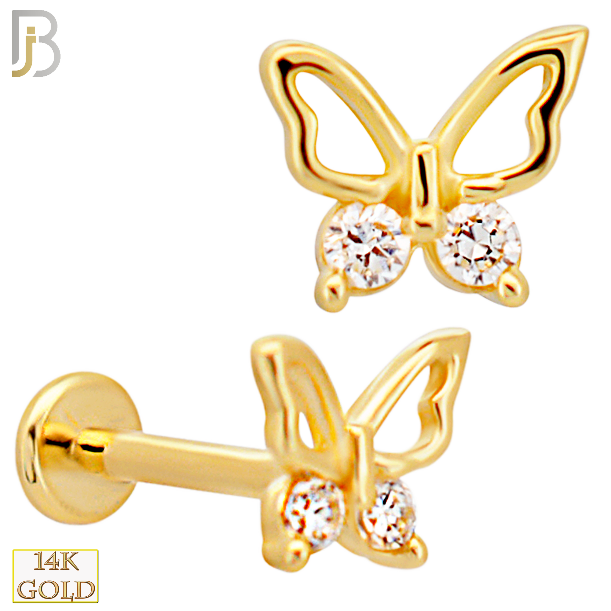 14-LB103 - 14k Yellow Gold Butterfly with CZ Labret image