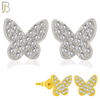 925-ES316 - Push Back - .925 Sterling Silver Butterfly with Multi CZ Stud Earrings image 0