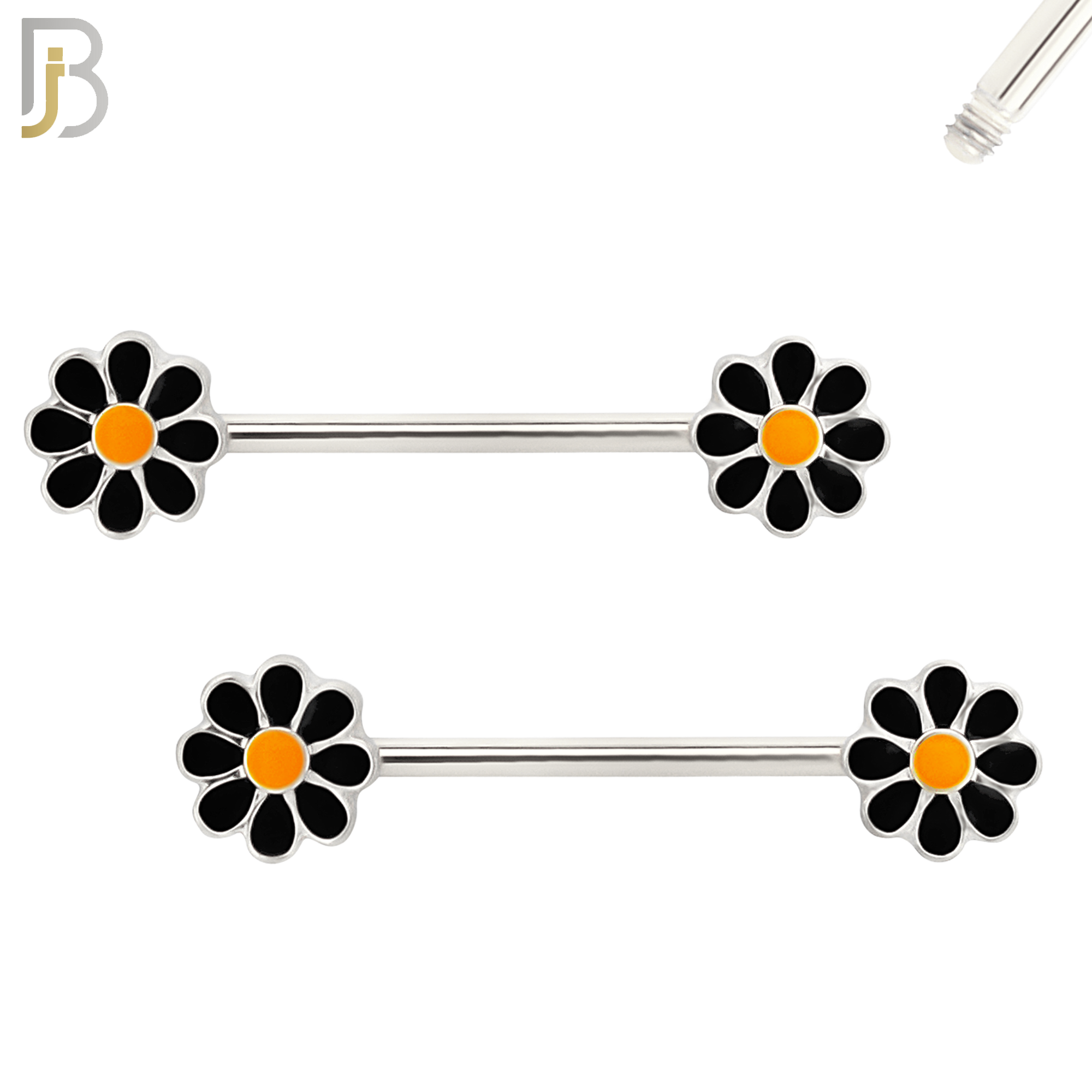 NP34 - 316L Surgical Steel Screw Flower  Daisy Design Nipple Ring Piercing Pair image 1