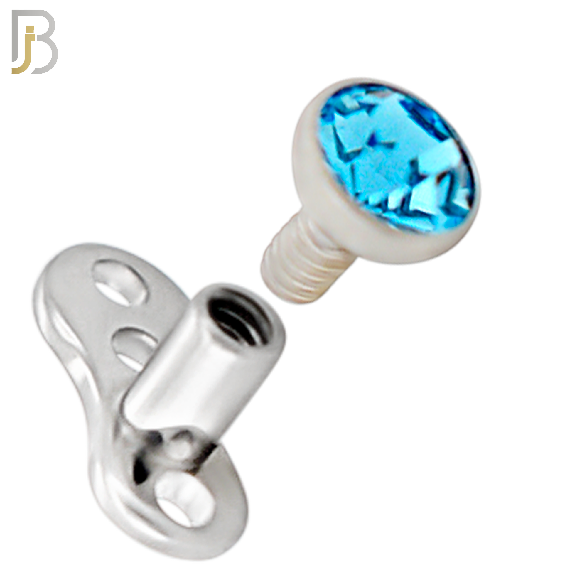 DM05 - 14G Titanium with Surgical Steel Bezel Set CZ Dermal Top Set of 4 Top image 2