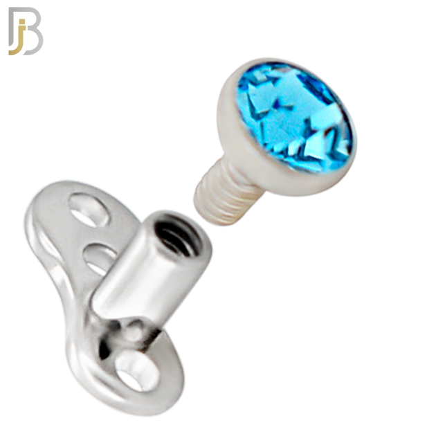 DM05 - 14G Titanium with Surgical Steel Bezel Set CZ Dermal Top Set of 4 Top image 2
