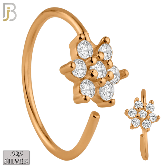 925-CT31 - 925 Sterling Silver Flower Design Nose Hoops 22g Thick 8mm wide (PACK OF 6) image 2