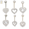 PK-NB17 - 316L Surgical Steel Different Heart Design Banana Belly Ring Pack of 24 image 1