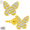 925-ES316 - Push Back - .925 Sterling Silver Butterfly with Multi CZ Stud Earrings image 2