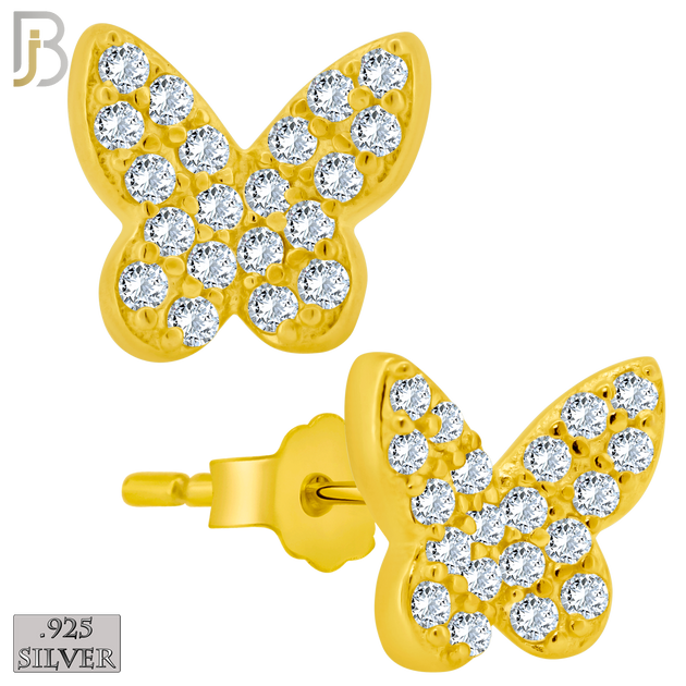 925-ES316 - Push Back - .925 Sterling Silver Butterfly with Multi CZ Stud Earrings image 2