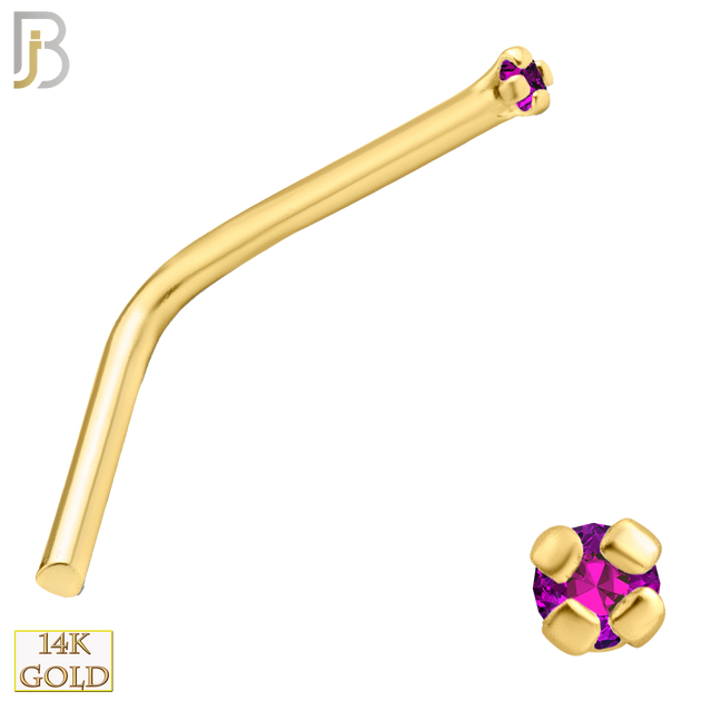 14-NR10YBR-20 - 20g-14k Yellow Gold L-Shaped with Burmese Ruby in Prong Setting - 1.5mm image